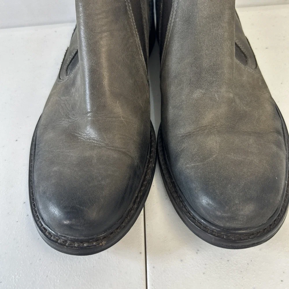 John Varvatos Gray Leather Low Chelsea Shoes Pull On Men's Size 8.5M